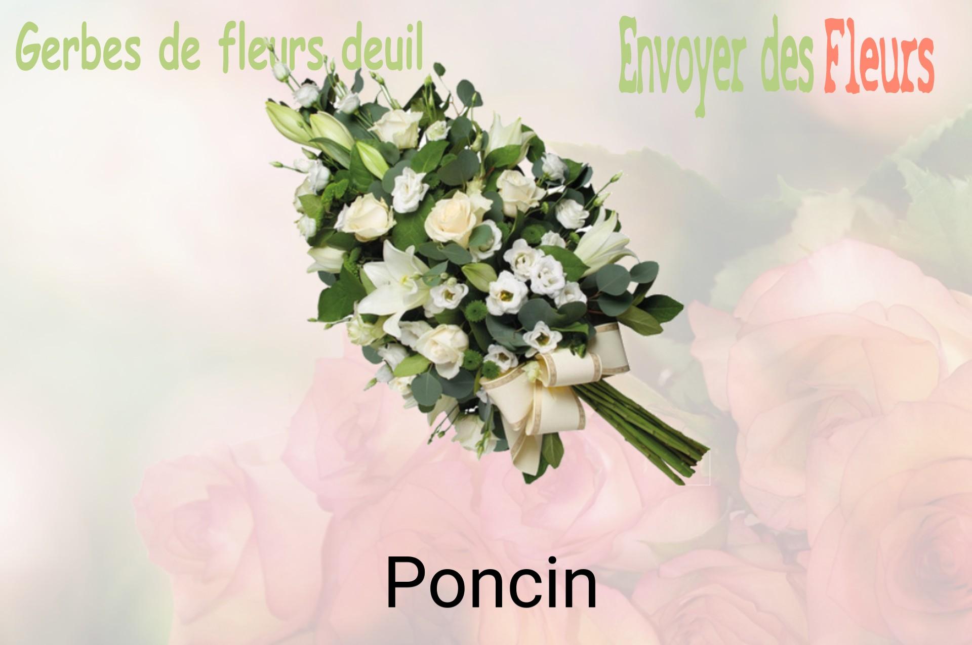 Gerbe de fleurs de deuil livrée à Poncin